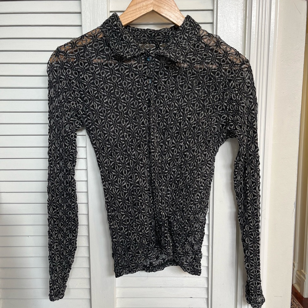 Sheer Patterned Long Sleeve Top